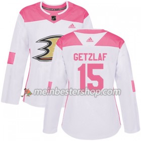 Anaheim Ducks Ryan Getzlaf 15 Adidas 2017-2018 Weiß Pink Fashion Trikot Authentic - Dame